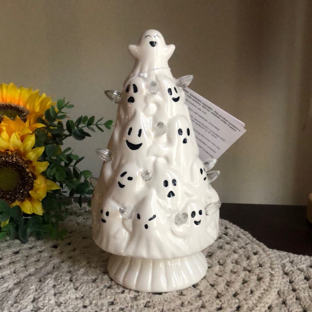Ceramic LED Lighted Ghost Tree  - White